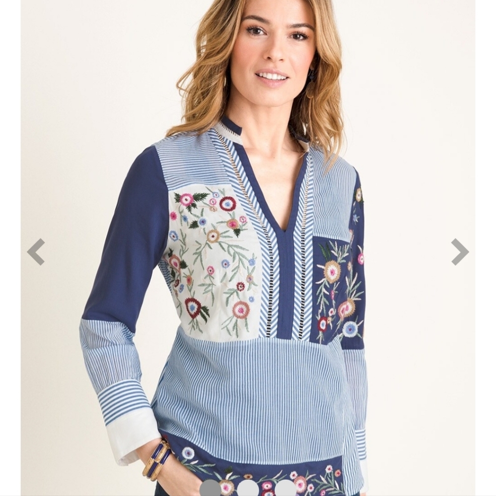 Chico's patchwork embroidery top